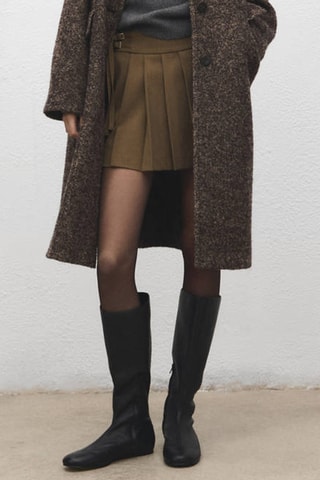 Jupe plissée courte avec boucles - Marron