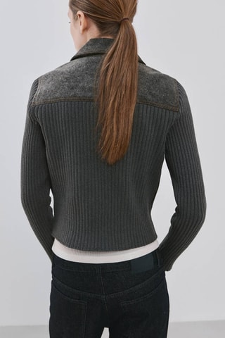 Veste en maille tissu combiné - Anthracite