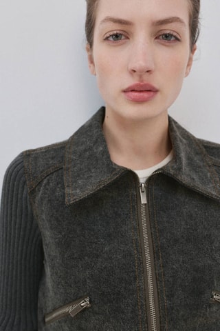 Veste en maille tissu combiné - Anthracite