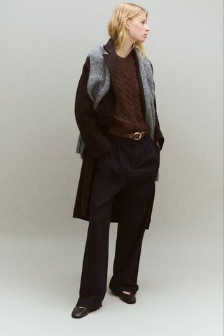Pull-over torsades col V - Marron
