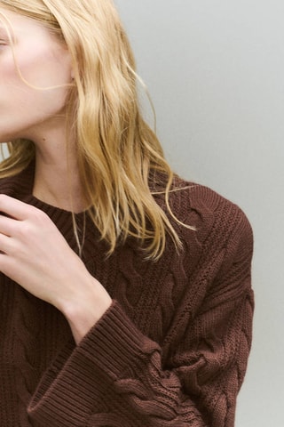 Pull-over torsades col V - Marron