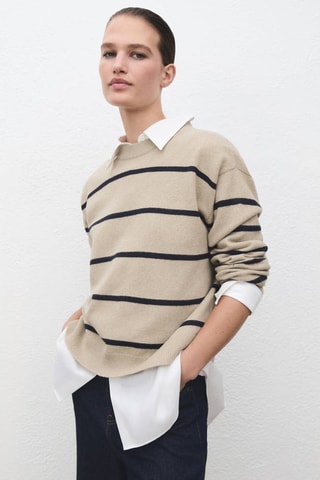 Pull-over en maille à rayures - Gris clair