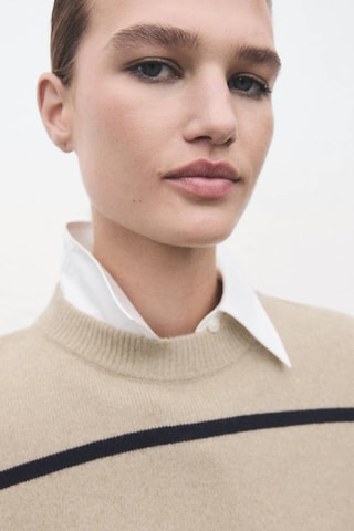 Pull-over en maille à rayures - Gris clair