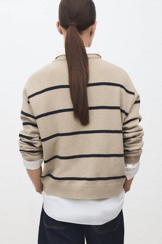 Pull-over en maille à rayures - Gris clair