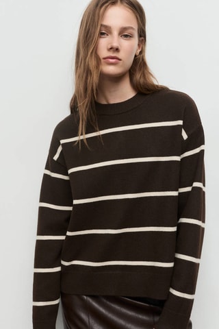 Pull-over en maille à rayures - Marron