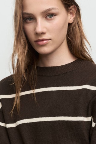 Pull-over en maille à rayures - Marron