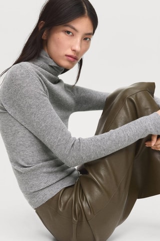 Pull-over à col montant en laine - Gris clair