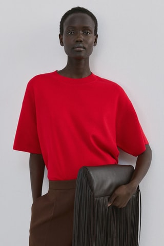 Pull-over manches courtes oversize - Rouge