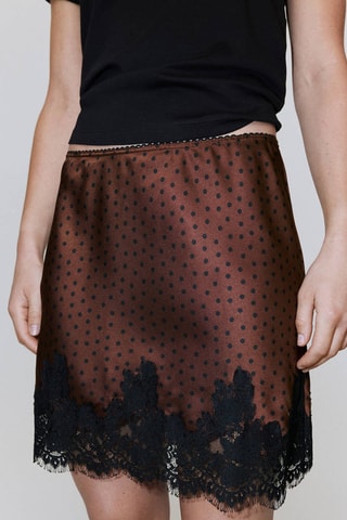 Jupe lingerie à pois - Marron