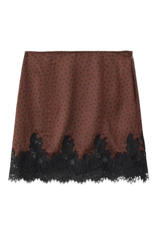 Jupe lingerie à pois - Marron