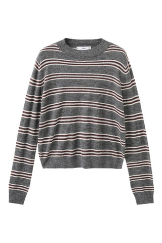 Pull-over en maille à rayures - Gris chiné