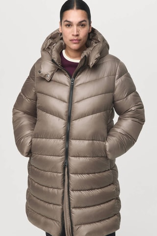 Anorak midi matelassé capuche - Marron
