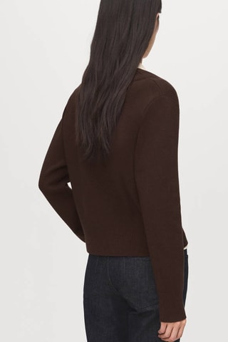 Cardigan croisé bouton bijou - Marron