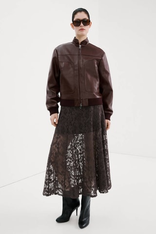 Robe combinée dentelle - Marron