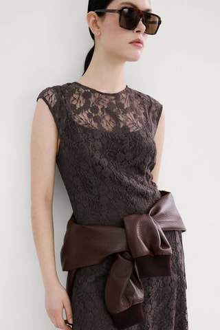 Robe combinée dentelle - Marron