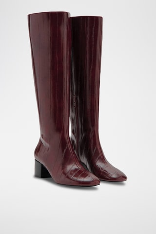 Bottes à talon texture - Bordeaux