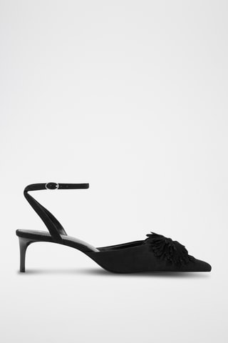 Chaussures pompons talon kitten heel - Noir