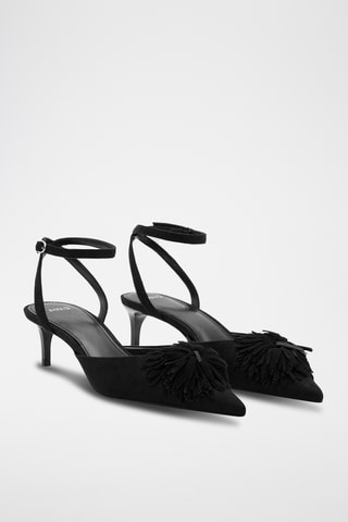 Chaussures pompons talon kitten heel - Noir
