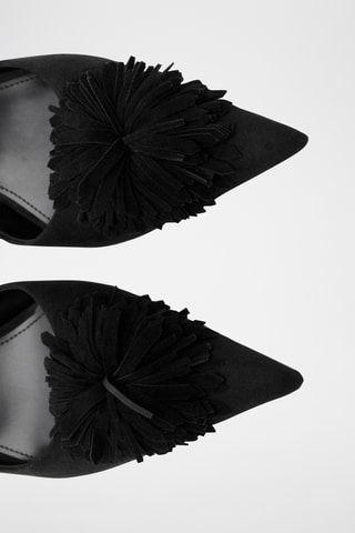 Chaussures pompons talon kitten heel - Noir