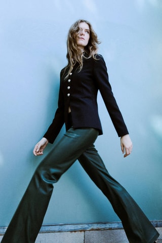 Pantalon flare cuir synthétique - Vert