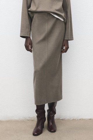 Jupe crayon fendue - Marron