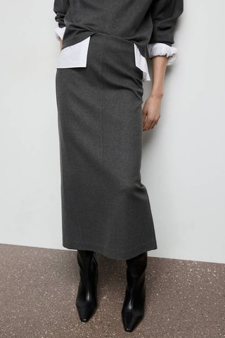 Jupe crayon fendue - Gris foncé