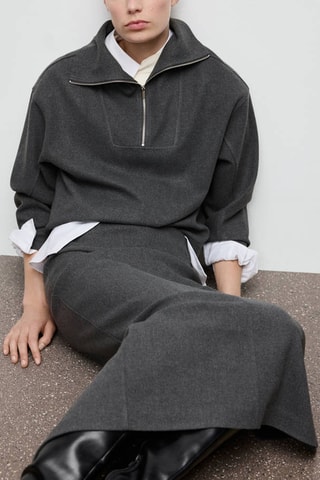 Jupe crayon fendue - Gris foncé