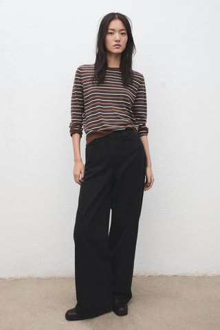 Pull-over en maille à rayures - Marron
