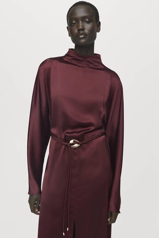 Robe satinée ceinture - Rouge