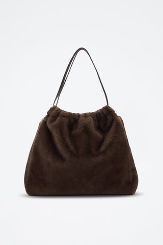 Sac porté épaule effet fourrure - Marron