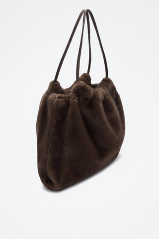 Sac porté épaule effet fourrure - Marron