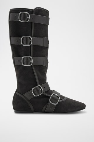 Bottes en daim à boucles - Gris foncé
