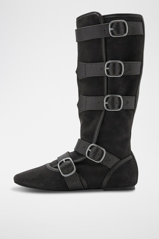 Bottes en daim à boucles - Gris foncé