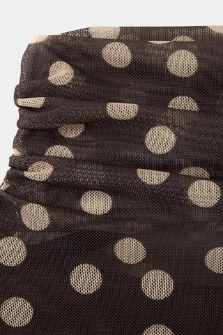 T-shirt froncé à pois - Marron