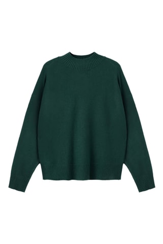 Pull col montant côtelé - Vert foncé