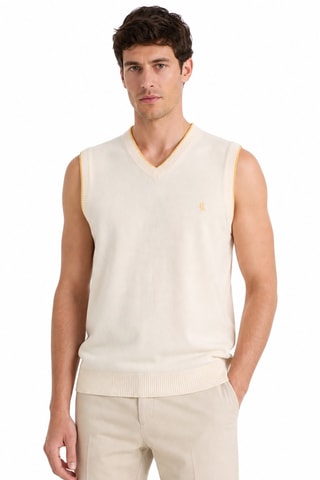 Pull sans manches en laine et cachemire - Ecru