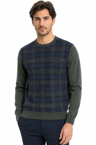 Pull en laine et cachemire - Indigo et vert foncé