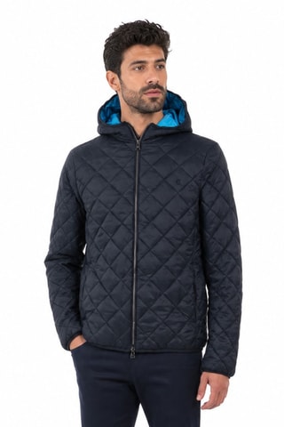 Gewatteerde jas met capuchon - Donkerblauw