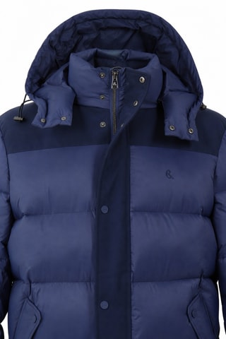 Gewatteerde jas met capuchon - Marineblauw