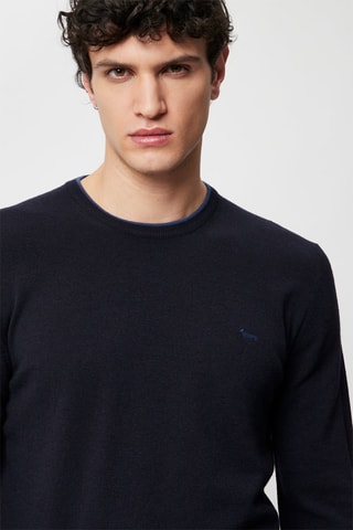 Pull en laine et cachemire - Bleu foncé - Harmont & Blaine