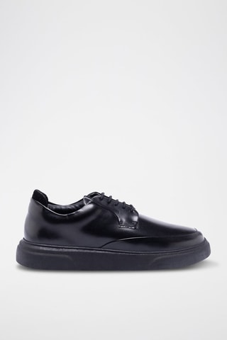 Derbys plateformes en cuir - Noir