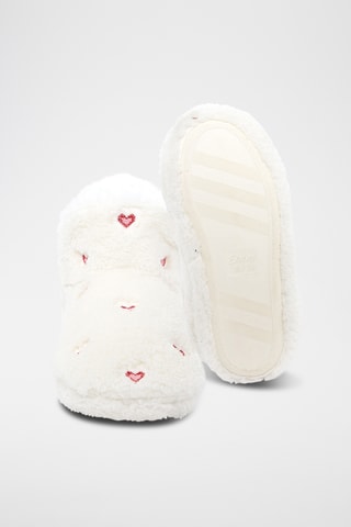 Gevoerde Pantoffels Mocka coeur - Ecru