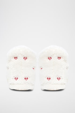 Gevoerde Pantoffels Mocka coeur - Ecru