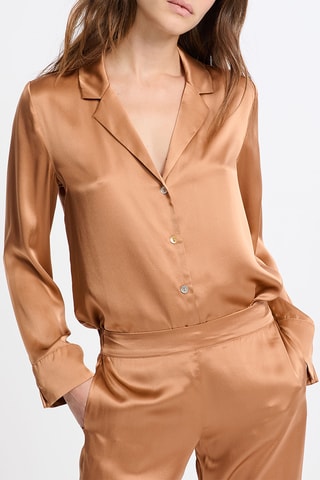 Camicia pigiama in seta Pearly - Arancione