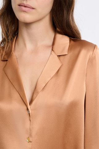 Camicia pigiama in seta Pearly - Arancione