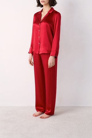 Chemise de pyjama en soie Pearly - Rouge
