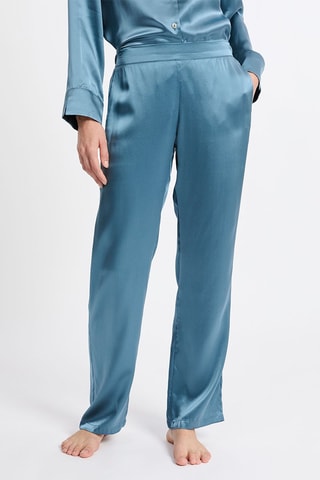 Pantalon de pyjama en soie Pearly - Bleu-gris