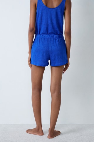 Shorts pigiama in lino Josie - Blu elettrico
