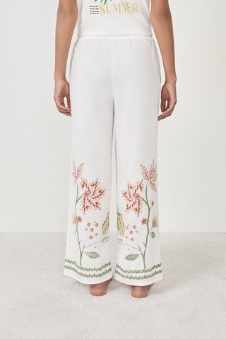 Pantalon de pyjama en lin Tropic Rustic - Blanc