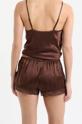 Shorts pigiama in seta Milky - Marrone scuro